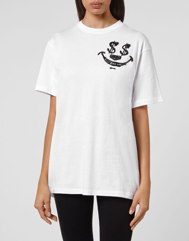 T-shirt Round Neck  SS print Keep $miling