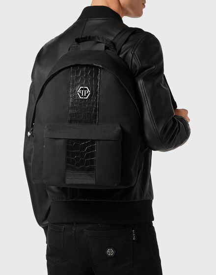 Croco Effect Canvas Backpack