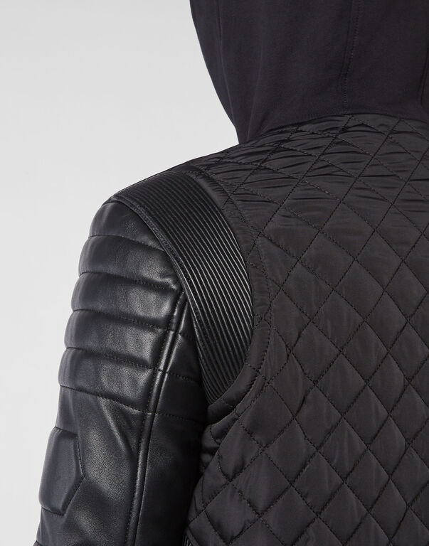 Nylon Bomber Leather Details