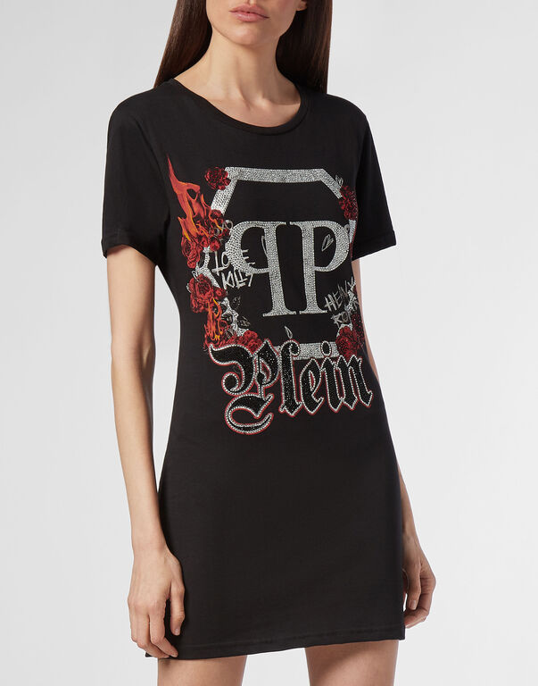 T-shirt Dress Round Neck SS Gothic Plein