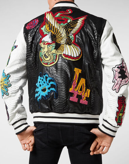 Python Leather College Bomber Tattoo Patches