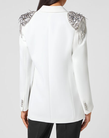 Double-Breasted Blazer with Crystals