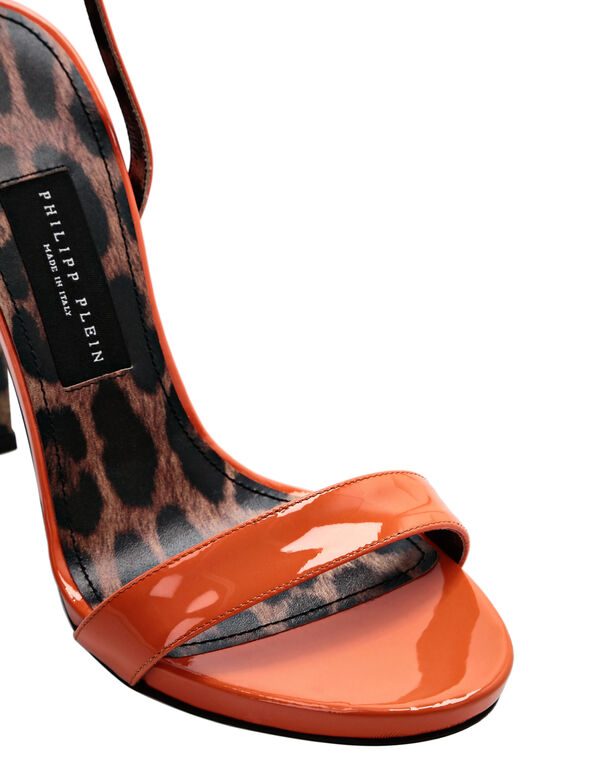 Patent Leather Sandals High Heels Leopard