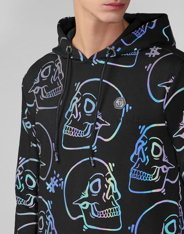 Hoodie sweatshirt Allover outline Skull