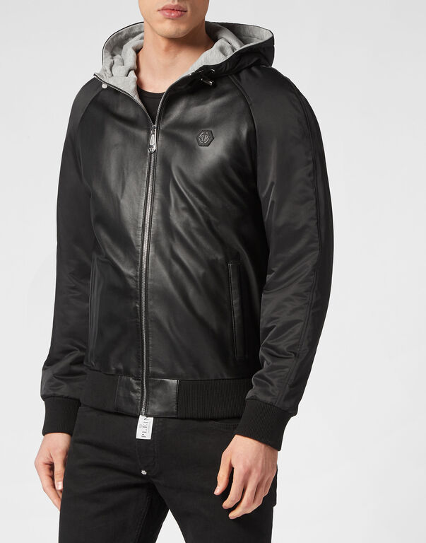 Leather Hooded Jacket