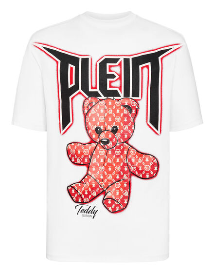 T-shirt Round Neck SS Spray Effect Print Teddy Bear