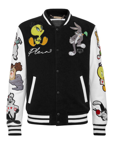 Wool Bomber leather sleeves Looney Tunes