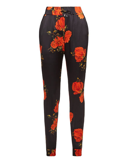 Jogging Trousers Red Flowers Print