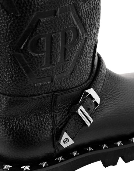 Leather Biker Boots Monogram