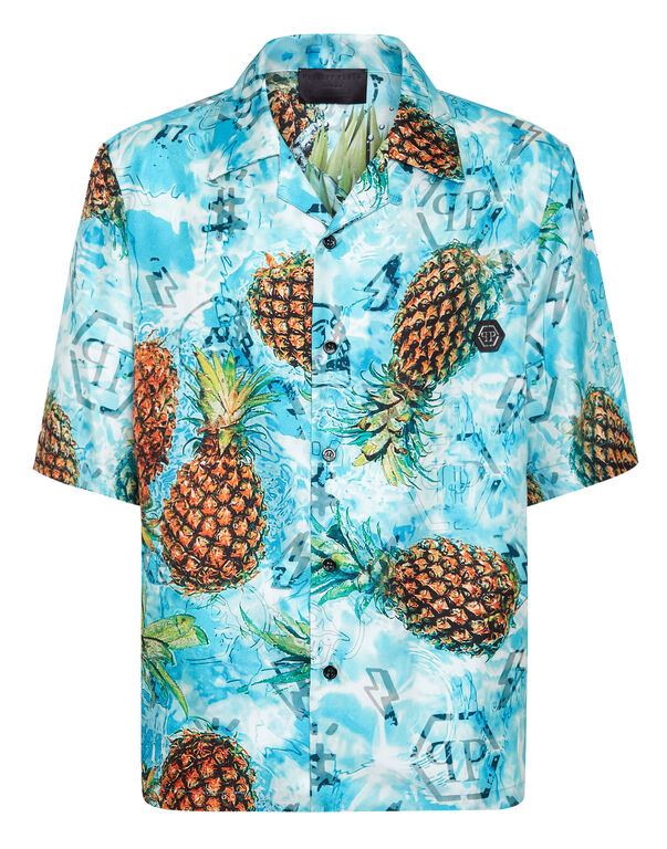 Silk Shirt Bowling SS Pineapple Skies
