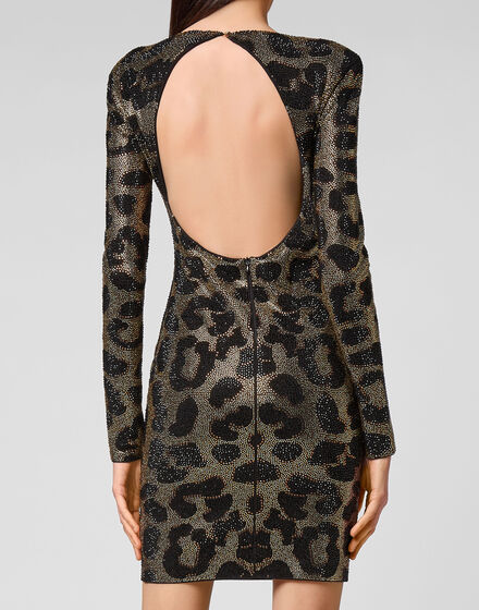 Short Dress Full of stones Leopard