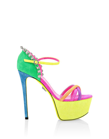 Suede Sandals High Heels Colorfull