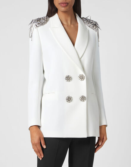Double-Breasted Blazer with Crystals