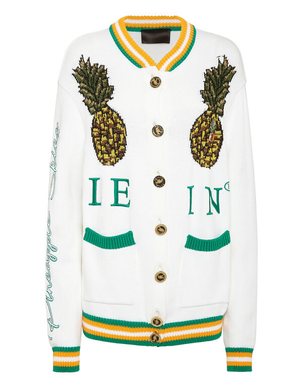 Knit Embroidery Jacket Pineapple Skies