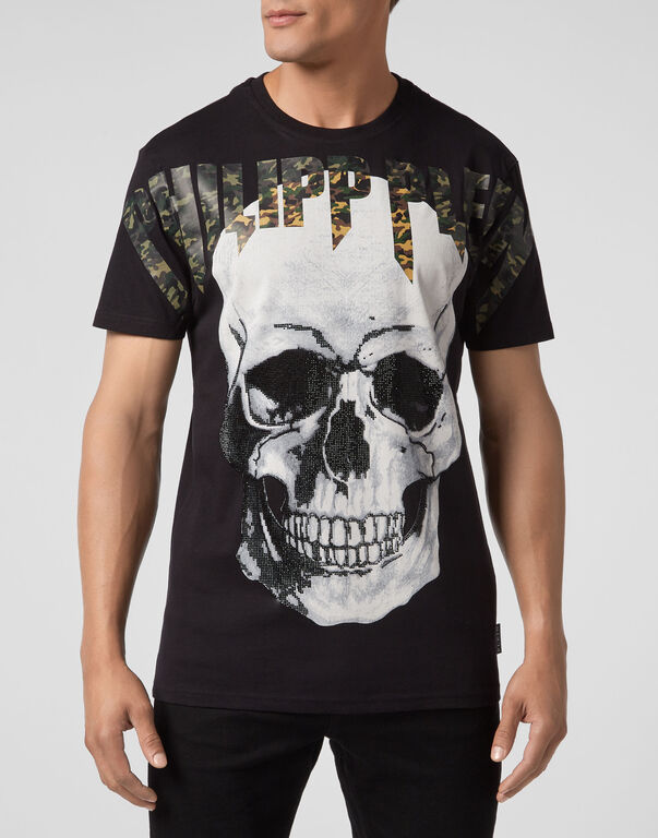 T-shirt Round Neck SS Skull strass