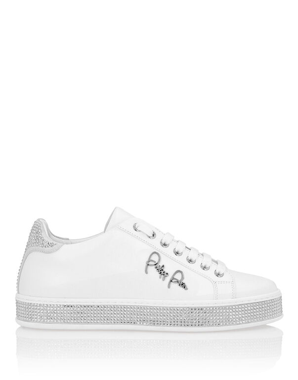 Leather Lo-Top Sneakers Crystal